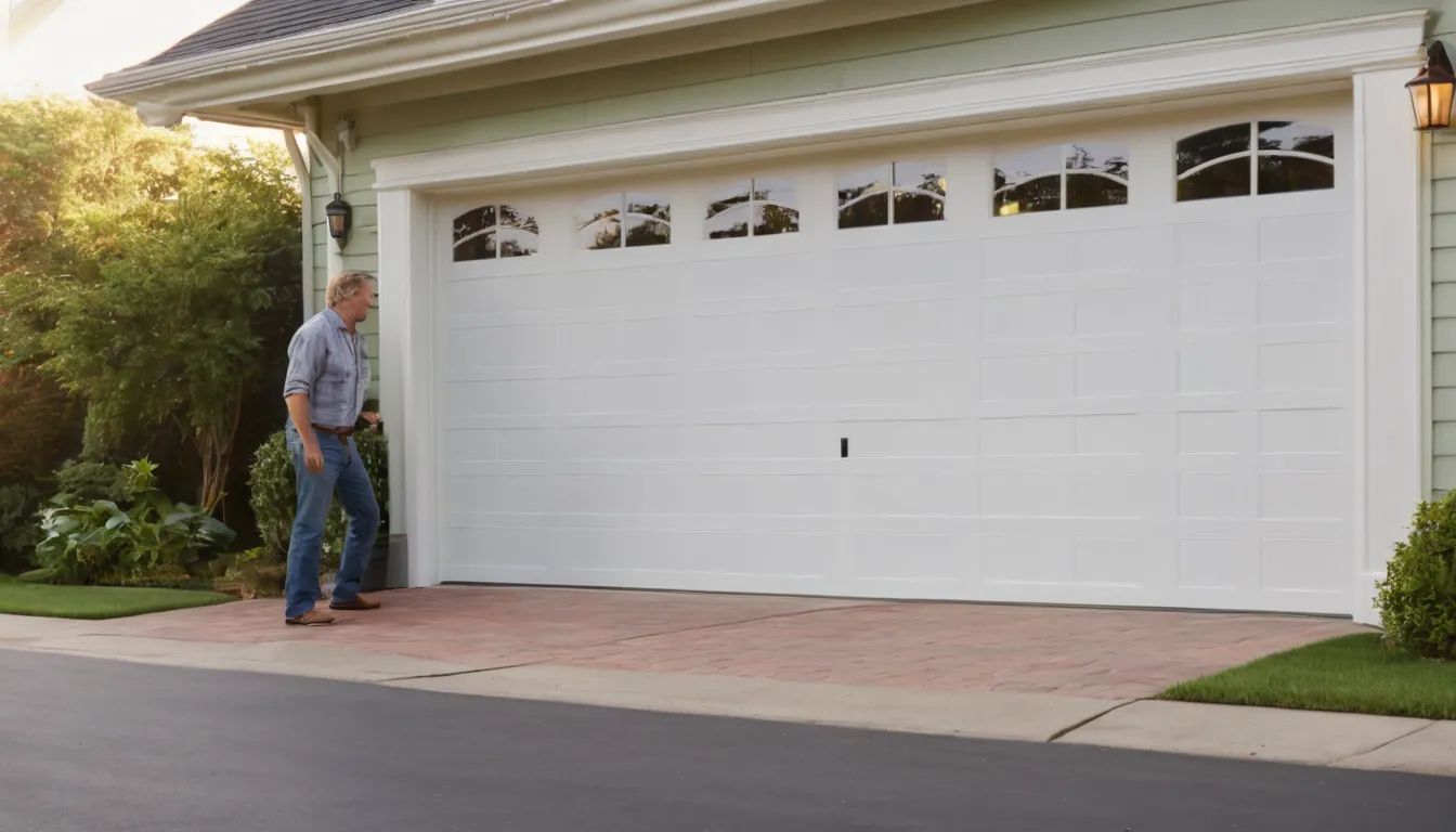A garage door provider checking a residential garage door in Frisco